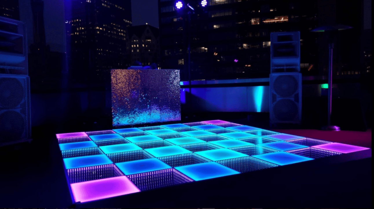 Upgrade your event with LED dance floor rentals! Create a dynamic, memorable atmosphere for weddings, corporate events, and parties with Groove Tech.
